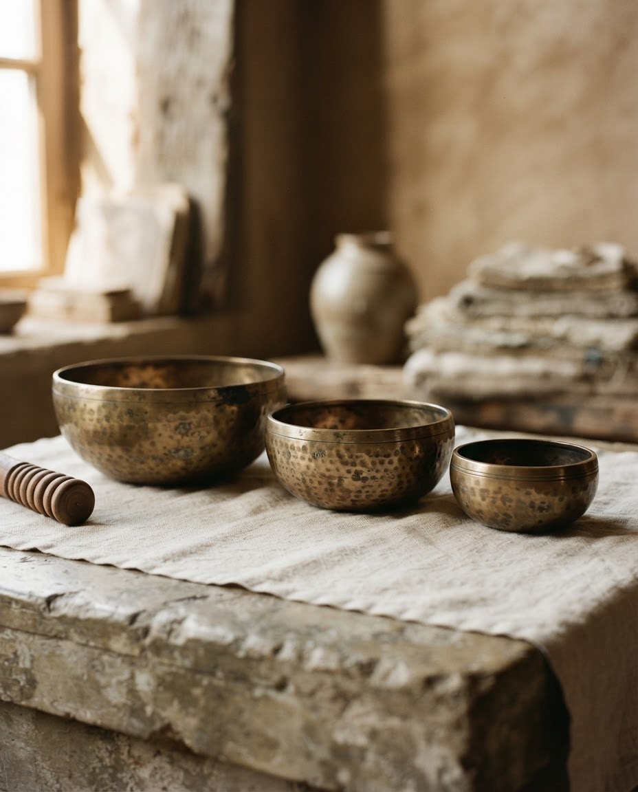 Choosing a Hand made full moon Singing Bowl.