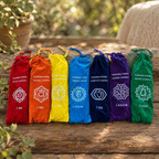 Set of Seven Coloured Chakra Healing Tuning Forks.