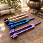 Set of Seven Coloured Chakra Healing Tuning Forks.