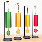 Seven Chakra Tuned wind Chimes with cast iron stands.