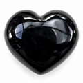 Polished Black Obsidian heart palm stone with deep glossy black finish