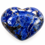 Polished blue Sodalite heart palm stone with natural white veining