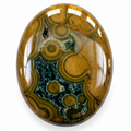 Polished Ocean Jasper palm stone showing natural colour and markings
