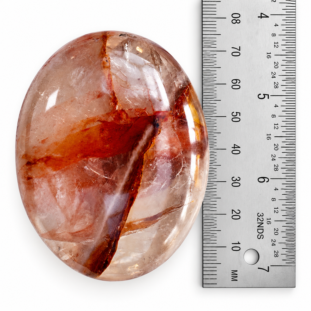 Fire Quartz Palm Stone – Natural Crystal