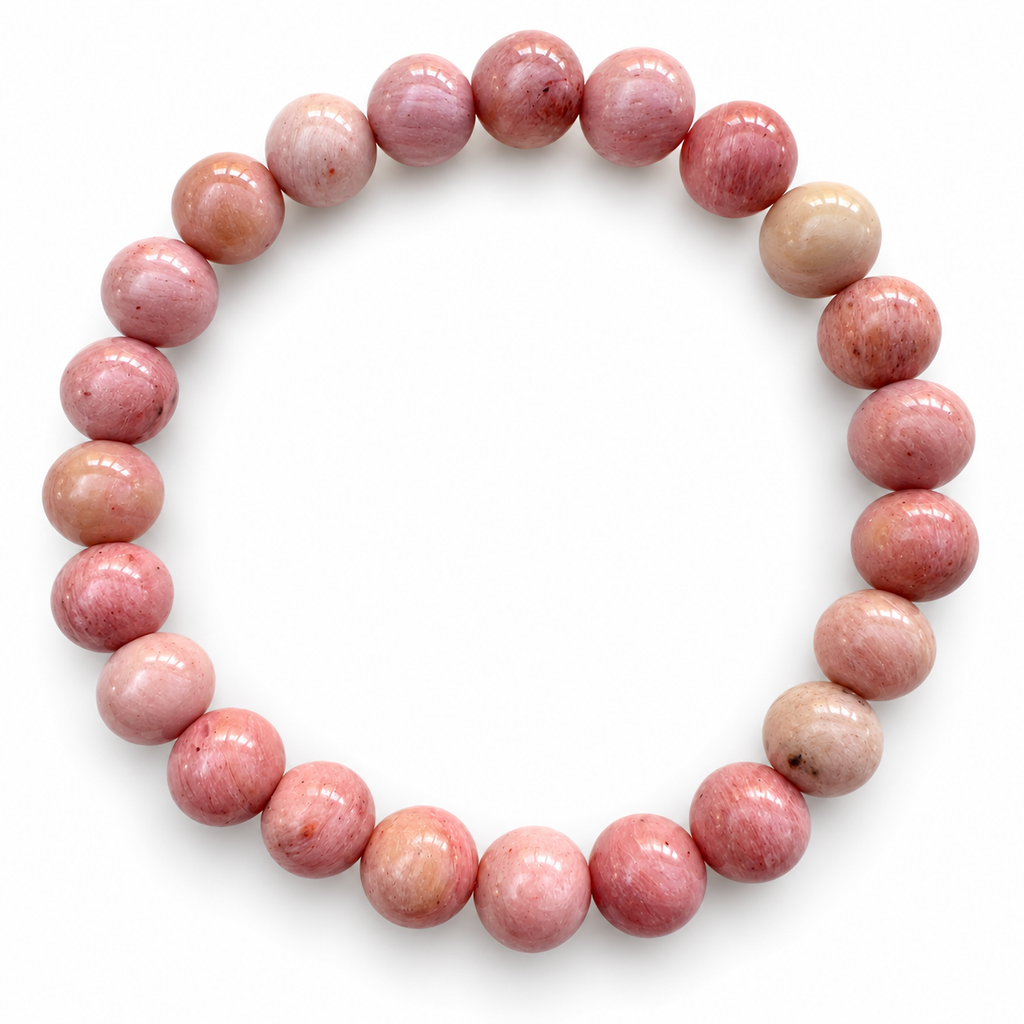 Rhodochrosite Crystal Bracelet – additional jewellery photograph showing gemstone colours and design