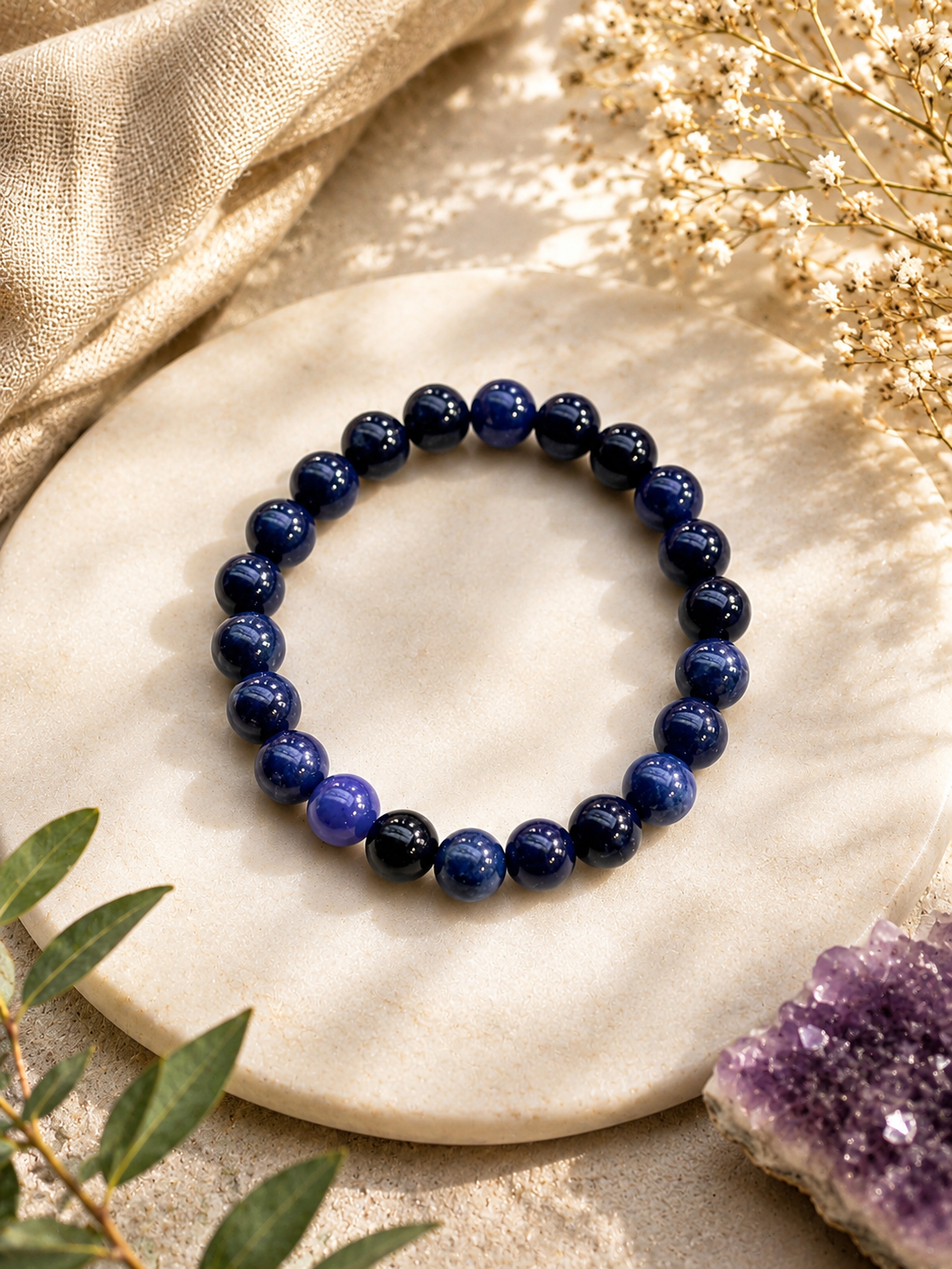 Blue Sodalite Crystal Bracelet – additional jewellery photograph showing gemstone colours and design