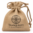 Tranquility Glastonbury jute drawstring pouch for crystal palm stone