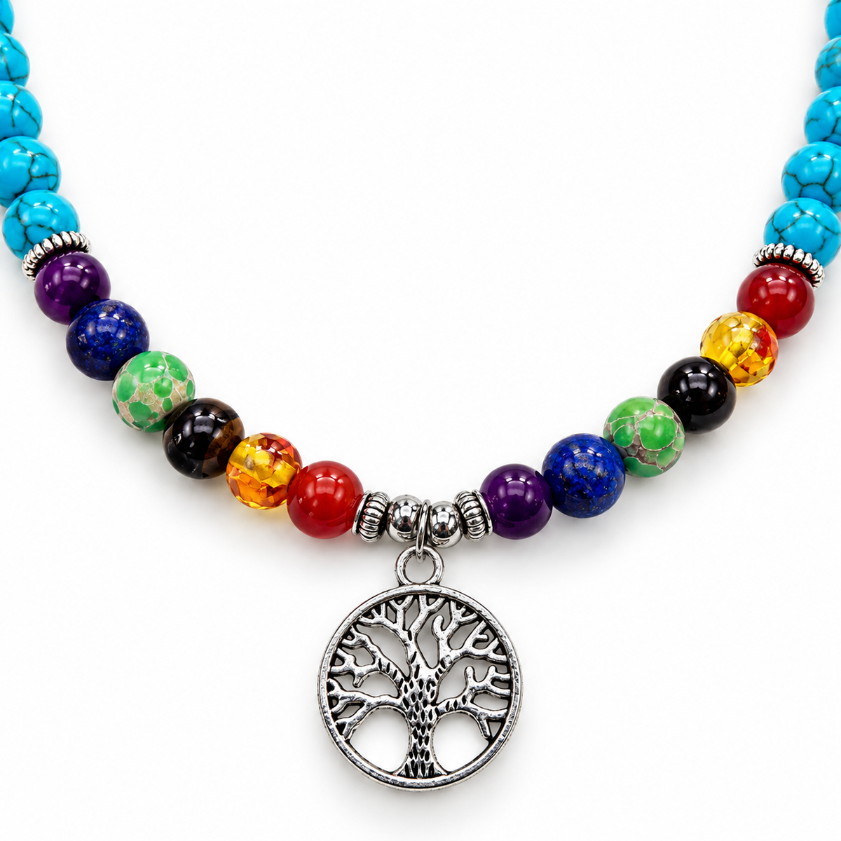 Turquoise Mala Necklace – additional jewellery photograph showing gemstone colours and design