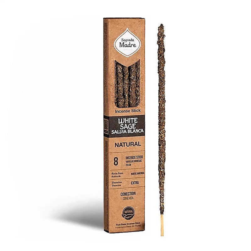 Sagrada Madre White Sage incense sticks – product and ritual photography