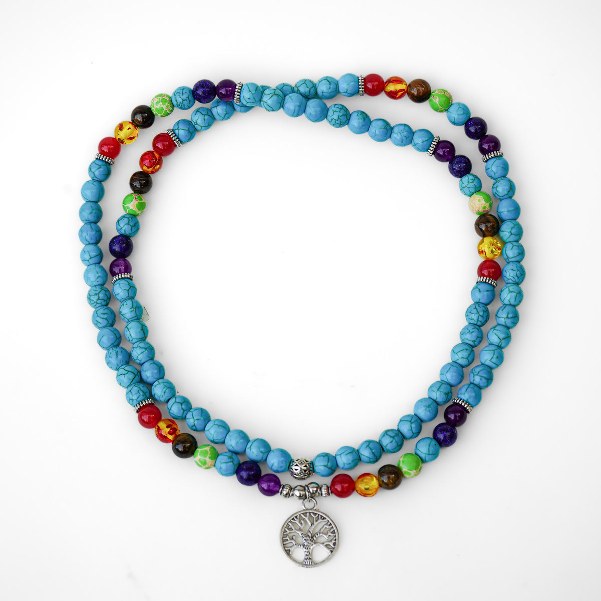 Turquoise Mala Necklace – additional jewellery photograph showing gemstone colours and design