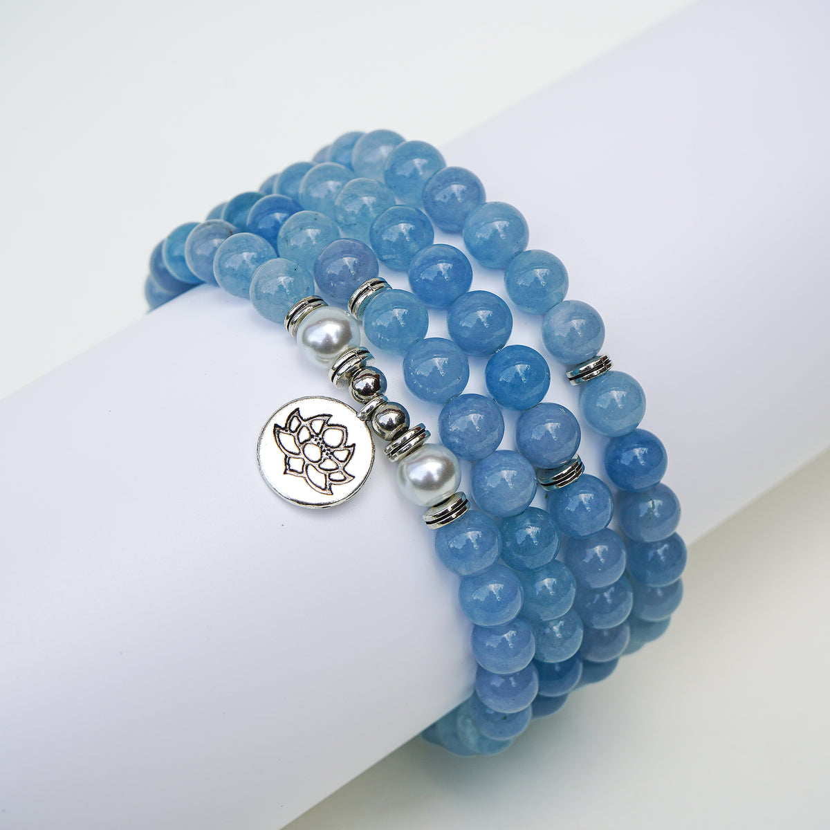 Aquamarine Mala Necklace – product photograph of the jewellery