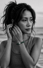 Malachite Bead Bracelet with Christian Cross – additional jewellery photograph showing gemstone colours and design