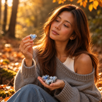 Rainbow Moonstone heart-shaped palm stone in a natural lifestyle setting