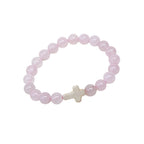 Rose Quartz Bracelet with Christian Cross – additional jewellery photograph showing gemstone colours and design