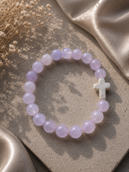 Rose Quartz Bracelet with Christian Cross – additional jewellery photograph showing gemstone colours and design